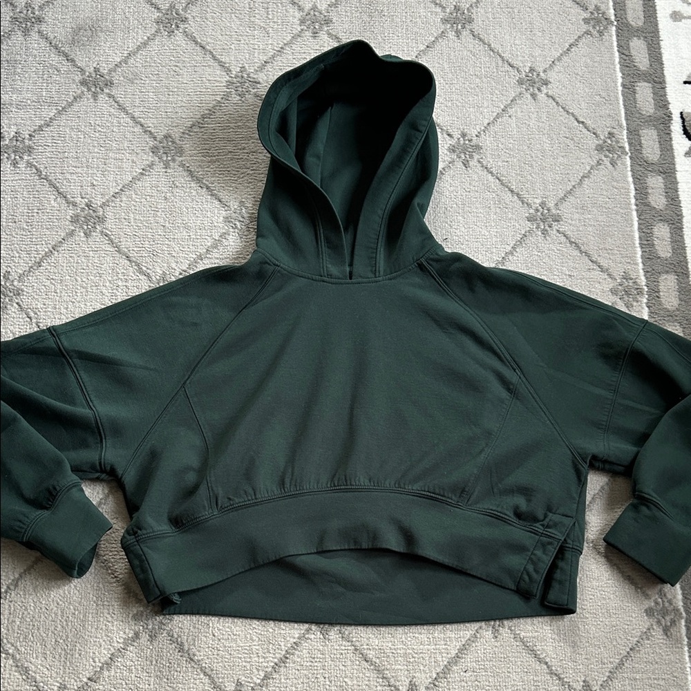 Abercrombie YPB Forest Green Neoknit Wedge Popover Crop Hoodie